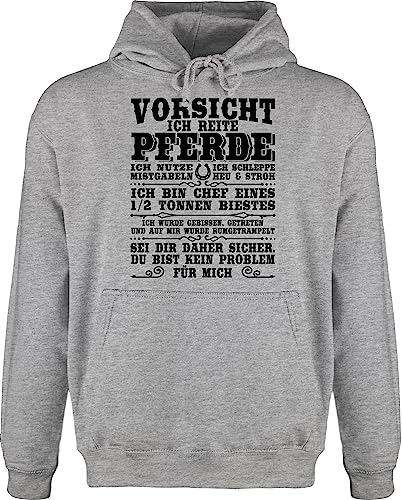 Hoodie Herren Pullover Männer - Vorsicht ich reite Pferde - 4XL - Grau meliert - pferdeliebhaber geschenk polower pferdezubehör huddy sprüche reiten hoody reitzubehör hoodies pferdegeschenk von Shirtracer