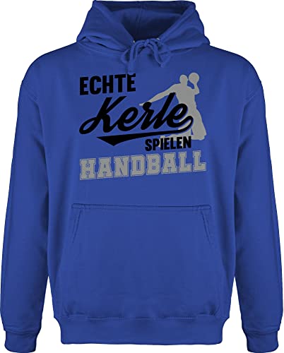 Hoodie Herren Pullover Männer - WM 2023 Trikot Ersatz - Echte Kerle spielen Handball schwarz / grau - L - Royalblau - handballer hoody handball, hanball beachhandball geschenke geschenk em sprüche von Shirtracer