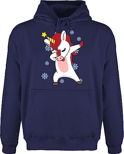 Hoodie Herren Pullover Männer - Weihnachten Geschenke Bekleidung - Christmas Einhorn Dab - XXL - Navy Blau - Weihnachtspullover weihnachtsmotiv Xmas Dabbing Pulli weihnachspullis weihnacht von Shirtracer