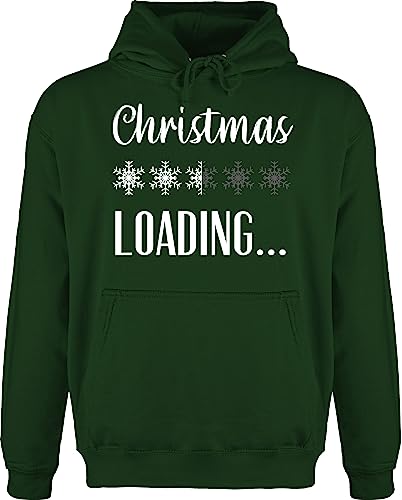 Hoodie Herren Pullover Männer - Weihnachten Geschenke Bekleidung - Christmas Loading - weiß - 3XL - Dunkelgrün - Weihnachtspullover weihnachtsmotiv Pulli weihnachspullis weihnacht swetry von Shirtracer