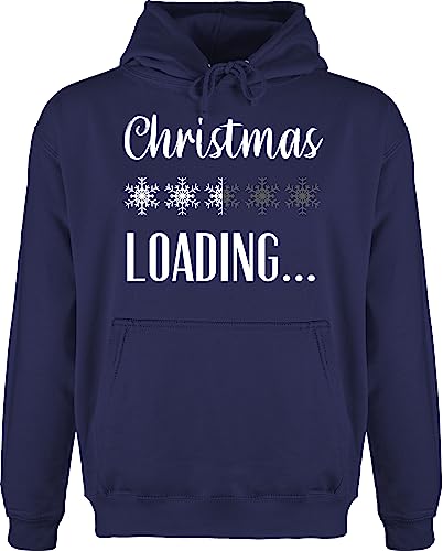Hoodie Herren Pullover Männer - Weihnachten Geschenke Bekleidung - Christmas Loading - weiß - M - Navy Blau - Weihnachtspullover weihnachtsmotiv Pulli weihnachspullis weihnacht swetry von Shirtracer