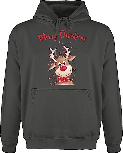 Hoodie Herren Pullover Männer - Weihnachten - Merry Christmas Rentier I Elch - 3XL - Anthrazit - rentierpulli Weihnachtspullover weihnachtsmotiv Familie Hoody rentierpullover weihnachspullis von Shirtracer