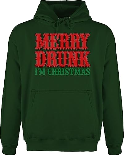 Hoodie Herren Pullover Männer - Weihnachten Geschenke Bekleidung - Merry Drunk I'm Christmas - bunt - L - Dunkelgrün - Weihnachtspullover weihnachtsmotiv im Pulli weihnachspullis weihnacht pullis von Shirtracer