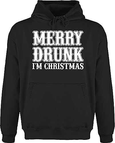 Hoodie Herren Pullover Männer - Weihnachten Geschenke Bekleidung - Merry Drunk I'm Christmas - weiß - 5XL - Schwarz - Weihnachtspullover weihnachtsmotiv im Pulli weihnachspullis weihnacht Hoody von Shirtracer