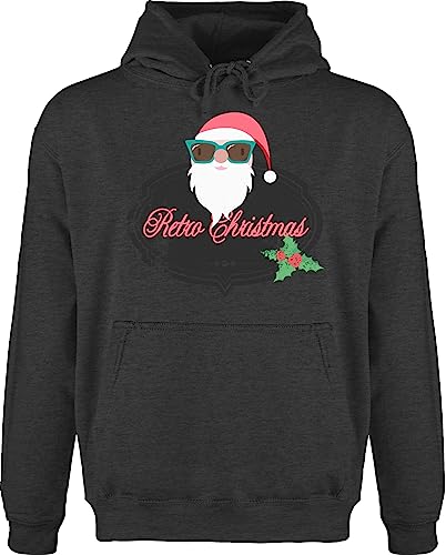 Hoodie Herren Pullover Männer - Weihnachten Geschenke Bekleidung - Retro Christmas Weihnachstmann - L - Anthrazit meliert - weihnachtspullunder Weihnachtspullover weihnachtsmotiv Pulli von Shirtracer