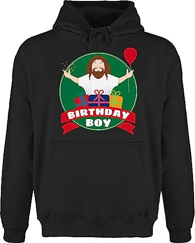 Hoodie Herren Pullover Männer - Weihnachten Geschenke Bekleidung - Ugly Christmas I Jesus Birthday Boy - 5XL - Schwarz - weihnachtspulli Weihnachtspullover weihnachtsmotiv Happy Hoody von Shirtracer
