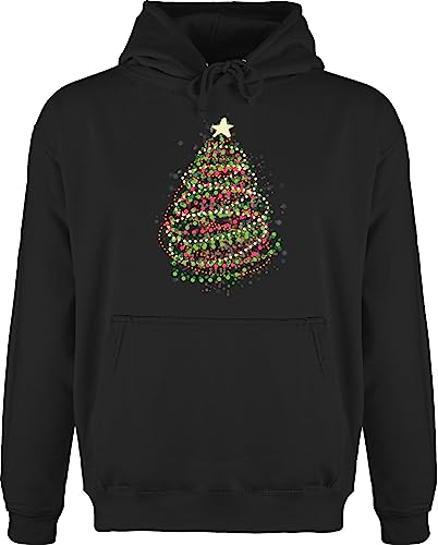 Hoodie Herren Pullover Männer - Weihnachten Geschenke Christmas Bekleidung - Abstrakter Weihnachtsbaum - L - Schwarz - Weihnachtspullover weihnachtsmotiv Christbaum Pulli weihnachspullis weihnacht von Shirtracer