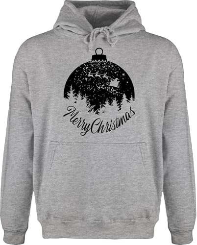 Hoodie Herren Pullover Männer - Weihnachten Geschenke Christmas Bekleidung - Christbaumkugel - schwarz - L - Grau meliert - Weihnachtspullover weihnachtsmotiv Pulli weihnachspullis weihnacht Hoody von Shirtracer