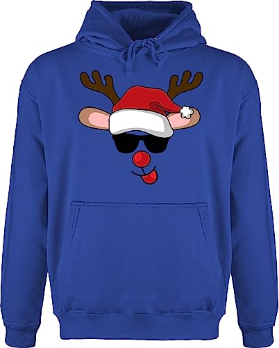 Hoodie Herren Pullover Männer - Weihnachten Geschenke Christmas Bekleidung - Cooles Rentier mit Sonnenbrille - M - Royalblau - Baumwoll weichnachtspulli weinachtsgeschenk Kapuzenpullover von Shirtracer