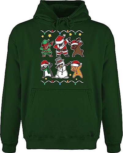 Hoodie Herren Pullover Männer - Weihnachten Geschenke Christmas Bekleidung - Dabbing Weihnachtsfiguren Schneemann Weihnachtsmann Rentier - M - Dunkelgrün - swiateczne weihnachtspulli swiateczny von Shirtracer