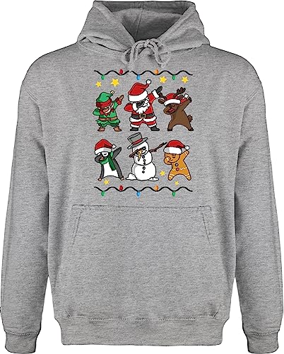 Hoodie Herren Pullover Männer - Weihnachten Geschenke Christmas Bekleidung - Dabbing Weihnachtsfiguren - schwarz - 4XL - Grau meliert - Merry x Mas weihnachtshoodies von Shirtracer