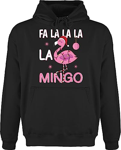 Hoodie Herren Pullover Männer - Weihnachten Geschenke Christmas Bekleidung - FA la la la la Mingo Flamingo - L - Schwarz - Weihnachtspullover weihnachtsmotiv Pulli weihnachspullis weihnacht Hoody von Shirtracer