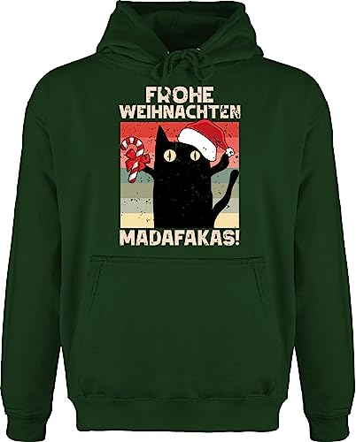 Hoodie Herren Pullover Männer - Geschenke Christmas Bekleidung - Frohe Weihnachten Madafakas Vintage - L - Dunkelgrün - Merry Merry Weihnachtspullover vor wheinachtspulover von Shirtracer