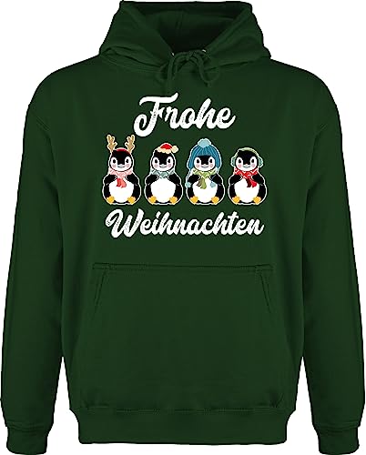 Hoodie Herren Pullover Männer - Geschenke Christmas Bekleidung - Frohe Weihnachten - Pinguine - weiß - M - Dunkelgrün - Weinachten Geschenk Weihnachtspullover für mit weihnachtsmotiv von Shirtracer