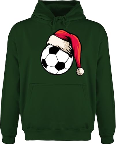 Hoodie Herren Pullover Männer - Weihnachten Geschenke Christmas Bekleidung - Fußball mit Weihnachtsmütze - M - Dunkelgrün - Weihnachts Geschenk Weihnachtspullover für in Baumwolle Frohe von Shirtracer