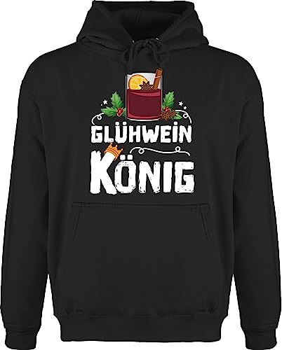 Hoodie Herren Pullover Männer - Weihnachten Geschenke Christmas Bekleidung - Glühwein König - weiß - 3XL - Schwarz - Weihnachtspullover weihnachtsmotiv Pulli weihnachspullis weihnacht Hoody von Shirtracer