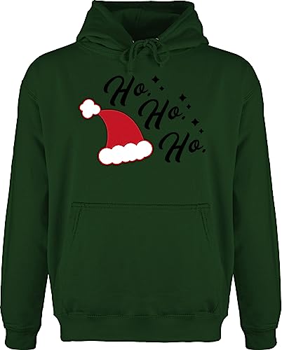 Hoodie Herren Pullover Männer - Weihnachten Geschenke Christmas Bekleidung - Ho Ho Ho - Santa Mütze - L - Dunkelgrün - weihnachtspulli Herr weihnachtlicher weihnachtspollover swiateczny von Shirtracer