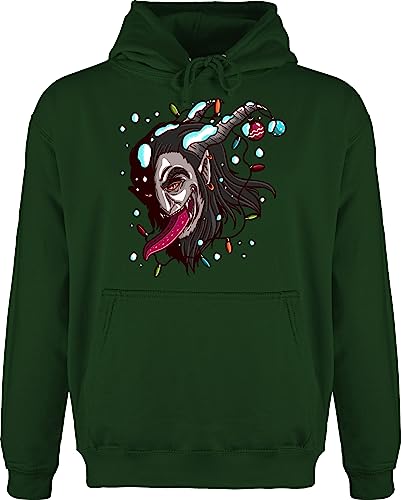 Hoodie Herren Pullover Männer - Weihnachten Geschenke Christmas Bekleidung - Ho Ho Ho mit Weihnachtsmann und Weihnachtsschmuck - XL - Dunkelgrün - swiateczne weihnaachtspullover swiateczny von Shirtracer