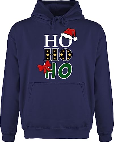 Hoodie Herren Pullover Männer - Weihnachten Geschenke Christmas Bekleidung - Ho Ho Ho - weiß - 3XL - Navy Blau - Weihnachtspullover weihnachtsmotiv Pulli weihnachspullis weihnacht swetry von Shirtracer