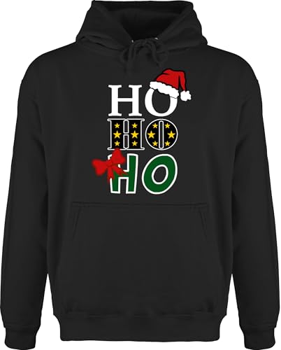 Hoodie Herren Pullover Männer - Weihnachten Geschenke Christmas Bekleidung - Ho Ho Ho - weiß - M - Schwarz - Weihnachtspullover weihnachtsmotiv Pulli weihnachspullis weihnacht swetry von Shirtracer