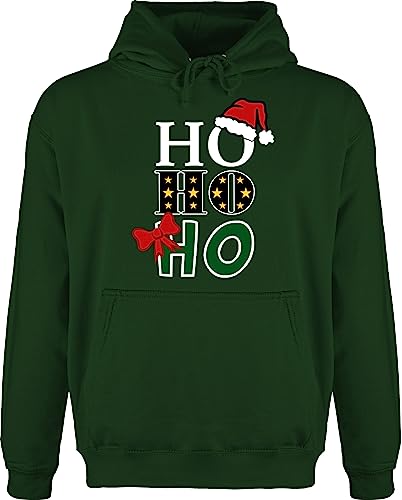 Hoodie Herren Pullover Männer - Weihnachten Geschenke Christmas Bekleidung - Ho Ho Ho - weiß - XL - Dunkelgrün - Weihnachtspullover weihnachtsmotiv Pulli weihnachspullis weihnacht swetry von Shirtracer