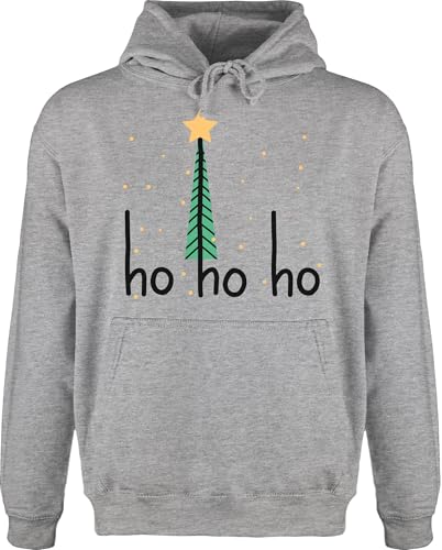 Hoodie Herren Pullover Männer - Weihnachten Geschenke Christmas Bekleidung - Ho Ho Ho Motiv I Weihnachtsmotiv - M - Grau meliert - Weihnachtspullover weihnacht hohoho Pulli weihnachspullis von Shirtracer