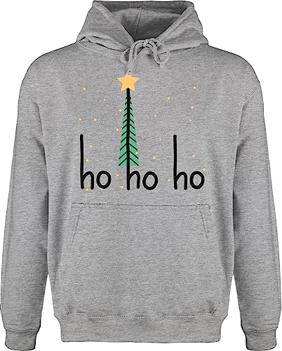 Hoodie Herren Pullover Männer - Weihnachten Geschenke Christmas Bekleidung - Ho ho ho Motiv - S - Grau meliert - Weihnachtsbaum Hoody weihnachtpullover Weihnachts Kapuze weihnachtshoodie von Shirtracer