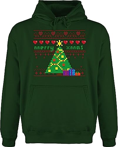 Hoodie Herren Pullover Männer - Weihnachten Geschenke Bekleidung - Merry Christmas Game - 3XL - Dunkelgrün - Weihnachts weihnachtspulli Rundhals Weihnachtspullover mit Kapuze Frohe Pulli von Shirtracer