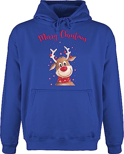 Hoodie Herren Pullover Männer - Weihnachten Geschenke Bekleidung - Merry Christmas Rentier - L - Royalblau - x-Mas weihnachtspulli Weihnachts Outfit Frohe Geschenk Familie Mann Familien fur von Shirtracer