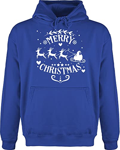 Hoodie Herren Pullover Männer - Weihnachten Geschenke Bekleidung - Merry Christmas Weihnachtsmann und Rentiere weiß - 3XL - Royalblau - weihnachtsmotive polower weihnachtshoodi weihnqchts Pulli von Shirtracer