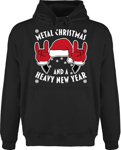 Hoodie Herren Pullover Männer - Weihnachten - Metal Christmas and a Heavy New Year - weiß - 4XL - Schwarz - Weihnachts Weihnachtspullover Hoody Merry x-Mas Xmas Pulli weihnachtdpulli x Mas pullis von Shirtracer