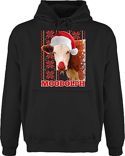 Hoodie Herren Pullover Männer - Weihnachten Geschenke Christmas Bekleidung - Moodolph Kuh I Landwirt I Bauern - 5XL - Schwarz - Weihnachtspullover von Shirtracer