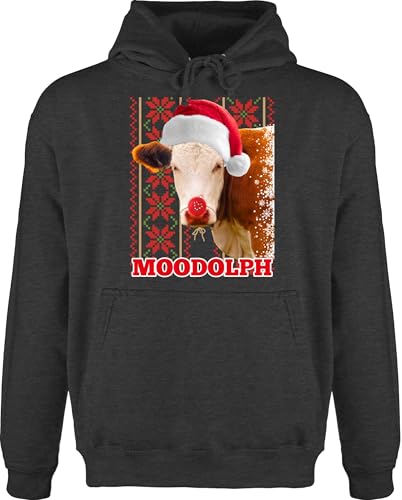 Hoodie Herren Pullover Männer - Weihnachten Geschenke Christmas Bekleidung - Moodolph Kuh I Landwirt I Bauern - 3XL - Anthrazit meliert von Shirtracer