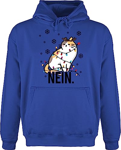 Hoodie Herren Pullover Männer - Weihnachten Geschenke Christmas Bekleidung - Nein - Mad Cat - XL - Royalblau - Weihnachtspullover weihnachtsmotiv Pulli weihnachspullis weihnacht swetry von Shirtracer