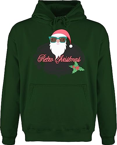 Hoodie Herren Pullover Männer - Weihnachten Geschenke Bekleidung - Retro Christmas Weihnachstmann - 3XL - Dunkelgrün - Weinachten Geschenk Baumwolle weihnchts Weihnachtspullover für von Shirtracer