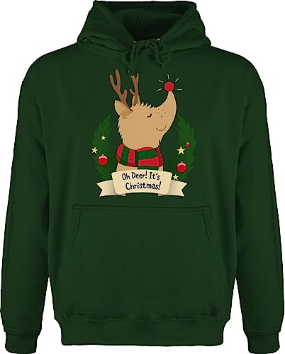 Hoodie Herren Pullover Männer - Weihnachten Geschenke Bekleidung - Rudolph - It's Christmas - L - Dunkelgrün - Weihnachts Kleidung Erwachsene Weihnachtspullover weihnachtsmotiv Rudolf Hoodies von Shirtracer