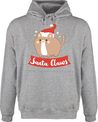 Hoodie Herren Pullover Männer - Weihnachten Geschenke Christmas Bekleidung - Santa Claws - XL - Grau meliert - Weihnachtspullover weihnachtsmotiv Pulli weihnachspullis weihnacht polower von Shirtracer