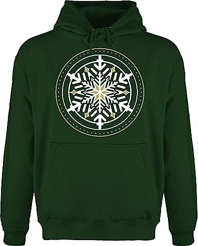 Hoodie Herren Pullover Männer - Weihnachten Geschenke Christmas Bekleidung - Schneeflocke - M - Dunkelgrün - Weihnachts Merry Merry weihnacht Geschenk für die Eltern zu Weihnachtspullover vor von Shirtracer