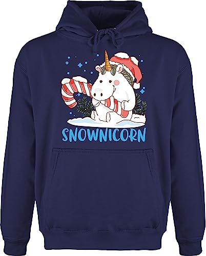 Hoodie Herren Pullover Männer - Weihnachten Geschenke Christmas Bekleidung - Snownicorn - blau - 4XL - Navy Blau - weihnachtsoutfit Merry x Mas Baumwolle weihnachtspollover weihnchts Pulli von Shirtracer