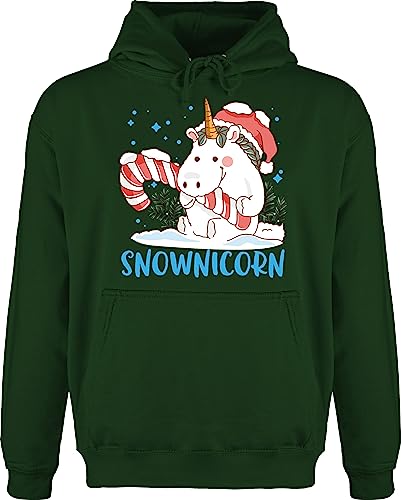 Hoodie Herren Pullover Männer - Weihnachten Geschenke Christmas Bekleidung - Snownicorn - blau - XL - Dunkelgrün - Weihnachts Baumwolle Weihnachtspullover weihnachtshoodies Merry Pulli Einhorn von Shirtracer