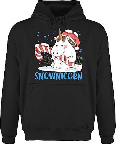 Hoodie Herren Pullover Männer - Weihnachten Geschenke Christmas Bekleidung - Snownicorn - blau - XL - Schwarz - Einhorn Weihnachtspullover weihnachspullis weihnachtsmotiv Pulli weihnachtpullover von Shirtracer