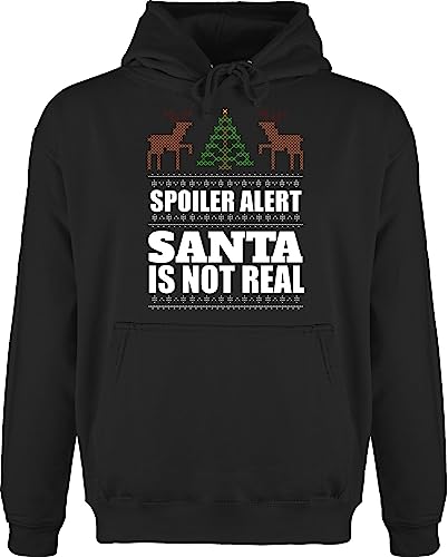 Hoodie Herren Pullover Männer - Weihnachten Geschenke Christmas Bekleidung - Spoiler alert! Santa is not real - XXL - Schwarz - Weihnachtspullover weihnachtsmotiv Ugly Pulli weihnachspullis von Shirtracer