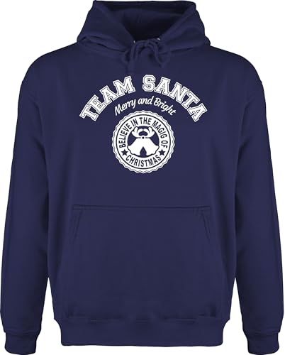 Hoodie Herren Pullover Männer - Weihnachten Geschenke Christmas Bekleidung - Team Santa - Merry and Bright - weiß - 4XL - Navy Blau - Weihnachtspullover weihnachtsmotiv Pulli weihnachspullis von Shirtracer