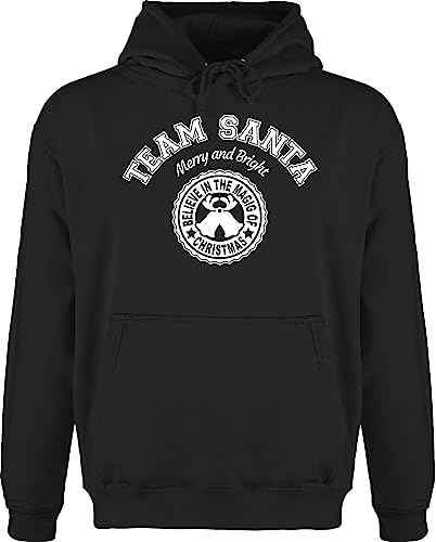 Hoodie Herren Pullover Männer - Weihnachten Geschenke Christmas Bekleidung - Team Santa - Merry and Bright - weiß - 4XL - Schwarz - Weihnachtspullover weihnachtsmotiv Pulli weihnachspullis von Shirtracer