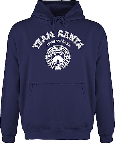 Hoodie Herren Pullover Männer - Weihnachten Geschenke Christmas Bekleidung - Team Santa - Merry and Bright - weiß - M - Navy Blau - weinacht Herr weihnachtspulli Mann weihnqchts weinachtspullie von Shirtracer