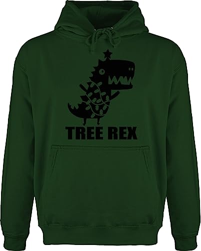 Hoodie Herren Pullover Männer - Weihnachten Geschenke Christmas Bekleidung - Tree Rex - schwarz - XS - Dunkelgrün - Weihnachtspullover Baumwolle weihnachtsmotiven weihnachtdpulli weihnachtsmotive von Shirtracer