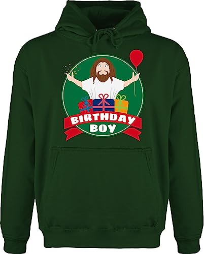 Hoodie Herren Pullover Männer - Weihnachten Geschenke Bekleidung - Ugly Christmas I Jesus Birthday Boy - 3XL - Dunkelgrün - Weinachten Pulli weihnachtshoodie x Mas Weihnachtspullover von Shirtracer