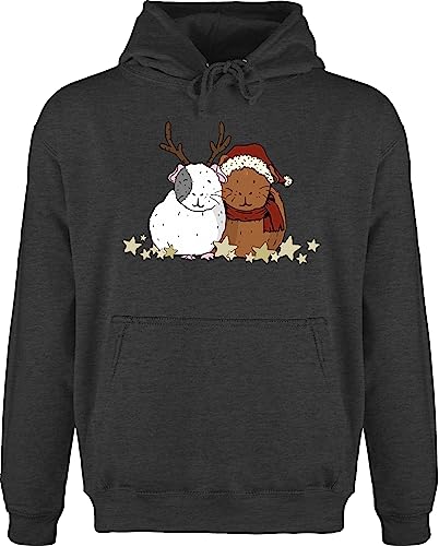 Hoodie Herren Pullover Männer - Weihnachten Geschenke Christmas Bekleidung - Weihnachtliche Meerschweinchen - 3XL - Anthrazit meliert - Weihnachtspullover weihnachtsmotiv weihnacht Pulli von Shirtracer