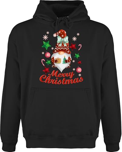 Hoodie Herren Pullover Männer - Weihnachten Geschenke Bekleidung - Weihnachtlicher Wichtel I Weihnachtsmotiv I Merry Christmas Wichtelmotiv - 5XL - Schwarz - Weihnachtspullover weihnacht von Shirtracer