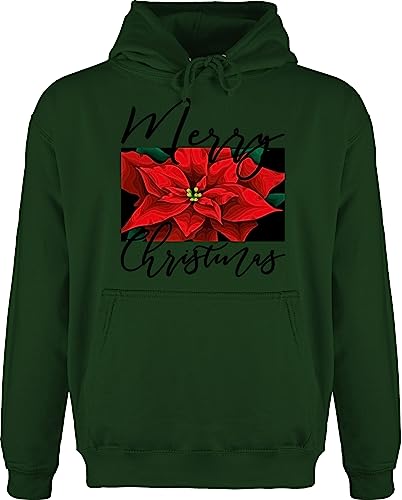 Hoodie Herren Pullover Männer - Weihnachten Geschenke Christmas Bekleidung - Weihnachtsstern - schwarz - L - Dunkelgrün - weihnachstpullover weihnachs weihnachtspollover weihachten von Shirtracer